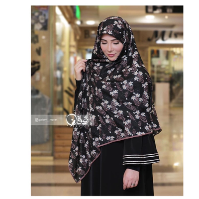 روسری کرپ نخ طرح بابونه