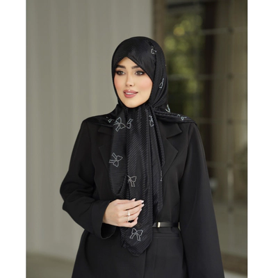 روسری ژان ژان پاپیون نگین نقره ای و مشکی