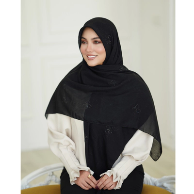 روسری ژان ژان پاپیون نگین نقره ای و مشکی
