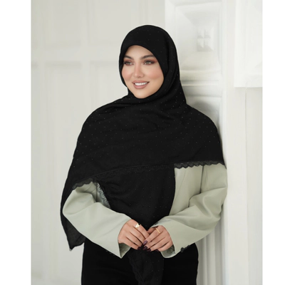 روسری درختی نگین بارانی نگین نقره ای و مشکی