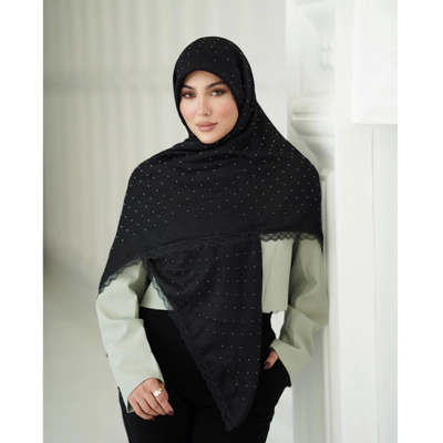 روسری درختی نگین بارانی نگین نقره ای و مشکی