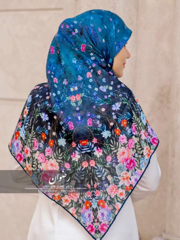 روسری طرح زمینه سورمه ای گلگلی ریز