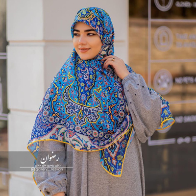 روسری نخی باایستایی عالی طرح کاشیکاری