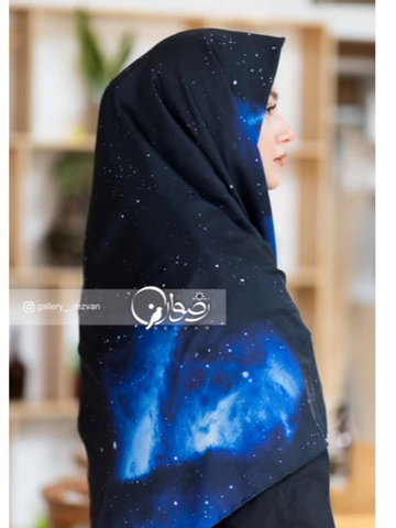 روسری طرح کهکشان مشکی آبی
