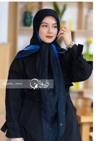 روسری طرح کهکشان مشکی آبی