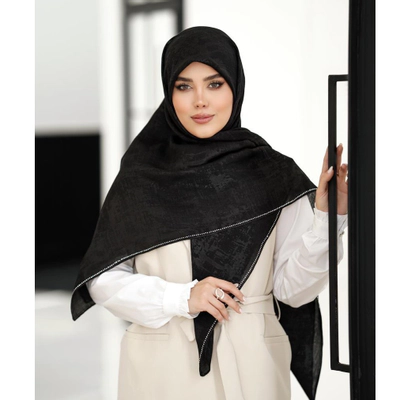 روسری پتینه حاشیه نگین سفید