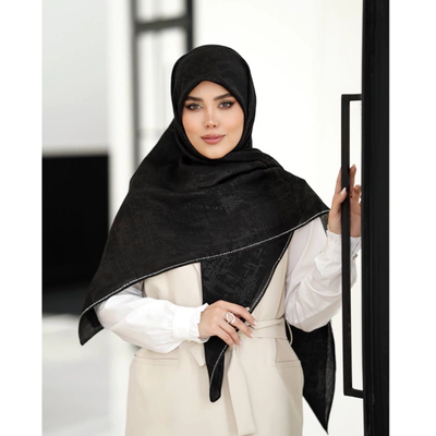 روسری پتینه حاشیه نگین مشکی و نقره ای