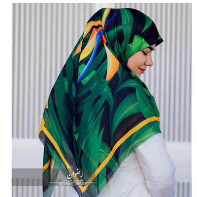 روسری نخی طرح برگ قواره 140 دورریش