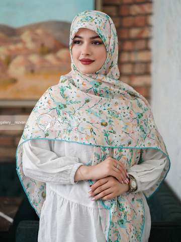 روسری کرپ نخ طرح شکوفه