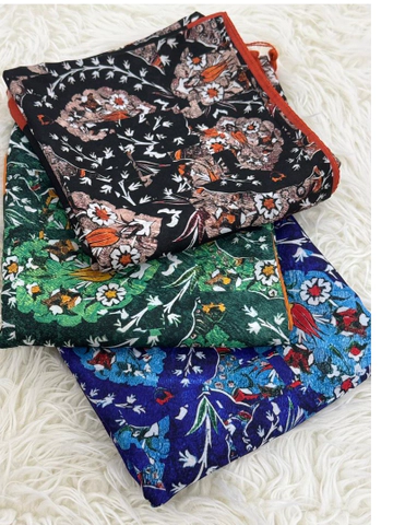 روسری کرپ نخ طرح سنتی