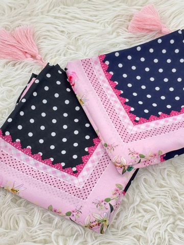 روسری کرپ نخ طرح یاسمن