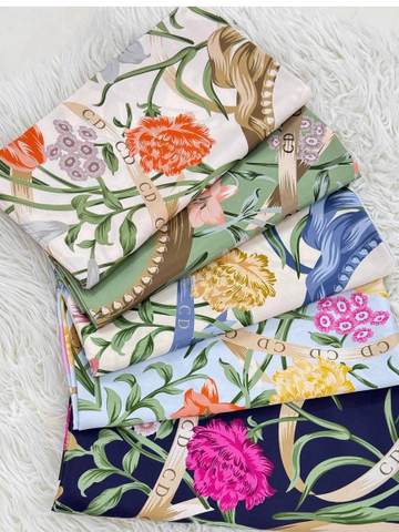 روسری ابریشم توییل اقتصادی قواره 130 طرح دیورگل