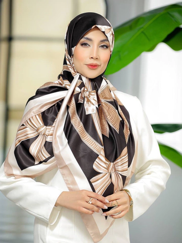 روسری ابریشم توییل طرح پاپیون