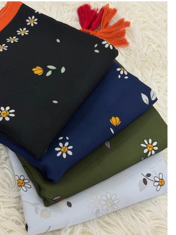 روسری کرپ نخ طرح آفتاب قواره 140