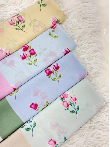 روسری کرپ نخ طرح بهار