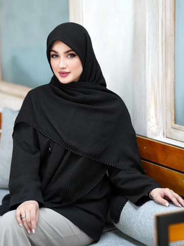 روسری پلیسه نخ پنبه طرح عدسی