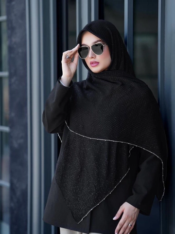 روسری پلیسه نخ پنبه طرح زنجیری شاین