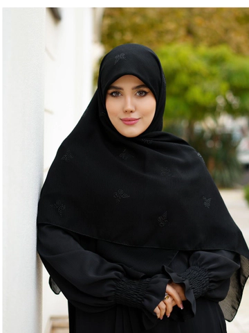 روسری درختی طرح پروانه نگین مشکی