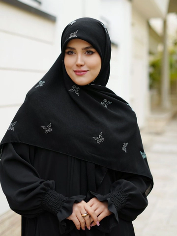 روسری درختی طرح پروانه نگین نقره ای