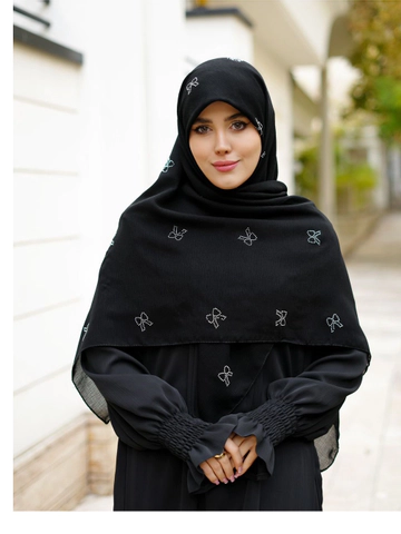 روسری درختی طرح پاپیون نگین نقره ای