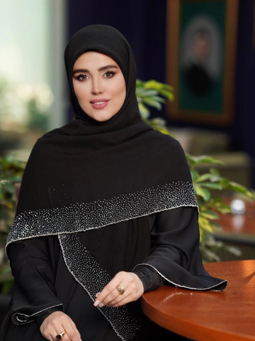 روسری کریشه درختی حاشیه نگین نقره ای