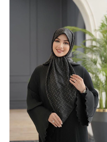 روسری کوپرا طرح خطی نگین نقره ای قواره 120