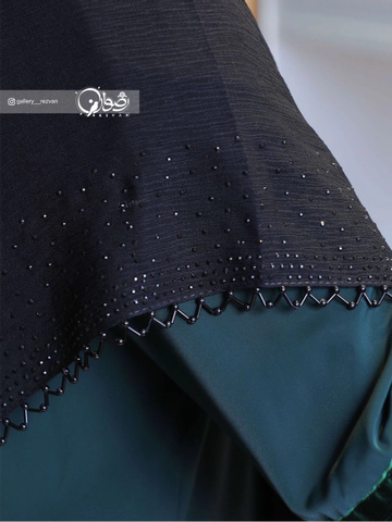 روسری کریشه درختی جواهردوزی جت بلک