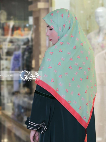 روسری کرپ نخ باایستایی عالی طرح پاپیون و گل