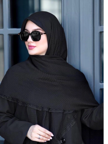 روسری نخ پنبه پلیسه حاشیه دانتل