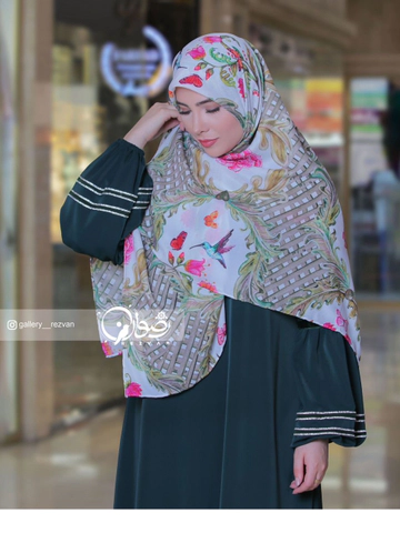 روسری کرپ نخ طرح حصیر