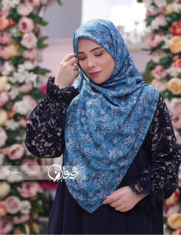 روسری کرپ نخ طرح شکوفه درختی