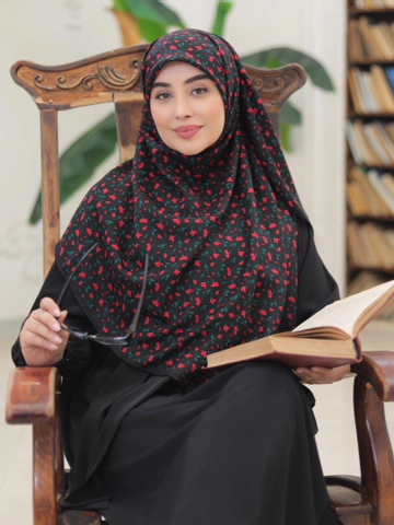 روسری کرپ نخ طرح لاله
