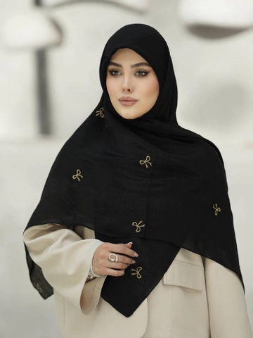 روسری مشکی نخ اسلپ گلدوزی