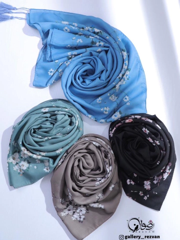 روسری کرپ نخ طرح وسط ساده