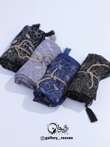 روسری کرپ نخ طرح گندم