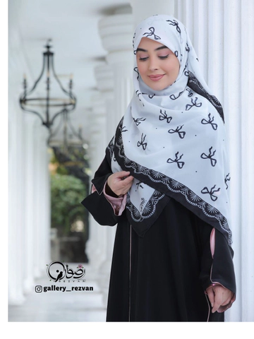 روسری کرپ نخ طرح پاپیون دانتل