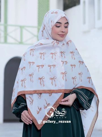 روسری کرپ نخ طرح پاپیون خالدار