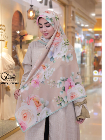 روسری کرپ نخ طرح گلناز