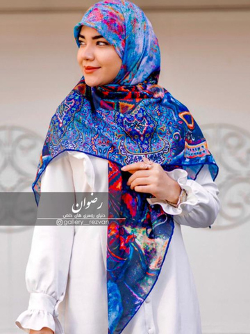 روسری کرپ نخ با ایستایی عالی طرح انار و سنتی