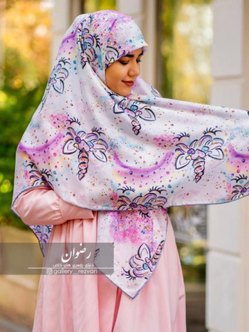 روسری کرپ نخ با ایستایی عالی طرح یونیکورن