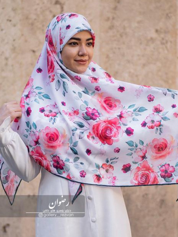روسری با ایستایی عالی طرح گل آبرنگی گلبهی