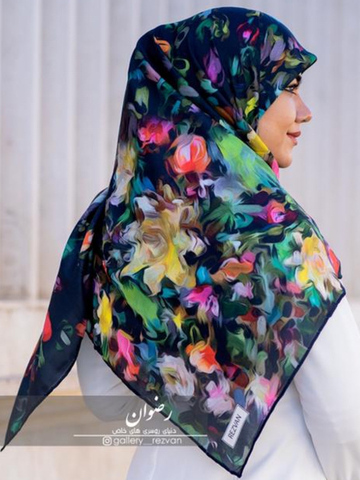 روسری کرپ نخ طرح آبرنگی