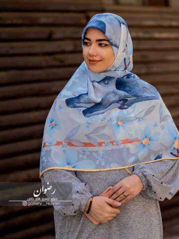 روسری کرپ نخ با ایستایی عالی طرح آهو