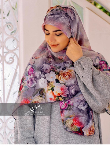 روسری طرح گل سه بعدی رنگ سال