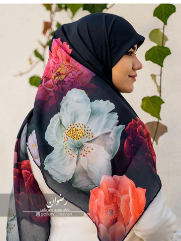 روسری کرپ نخ باایستایی عالی طرح گلدار وسط ساده