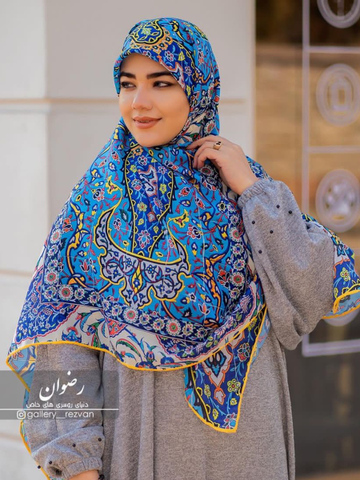 روسری نخی باایستایی عالی طرح کاشیکاری