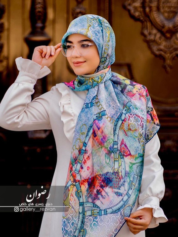 روسری ابریشم مام طرح کمربندی قواره 120