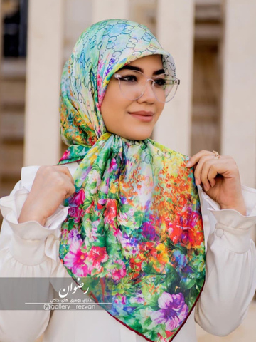 روسری ابریشم طرح گوچی گلگلی قواره 120