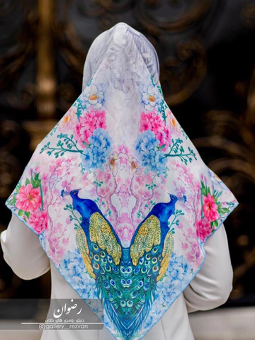 روسری کرپ نخ باایستایی عالی طرح طاووس 1401