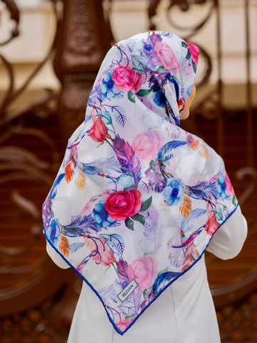 روسری طرح پر بسیار سبک و خنک و بهاری قواره 140